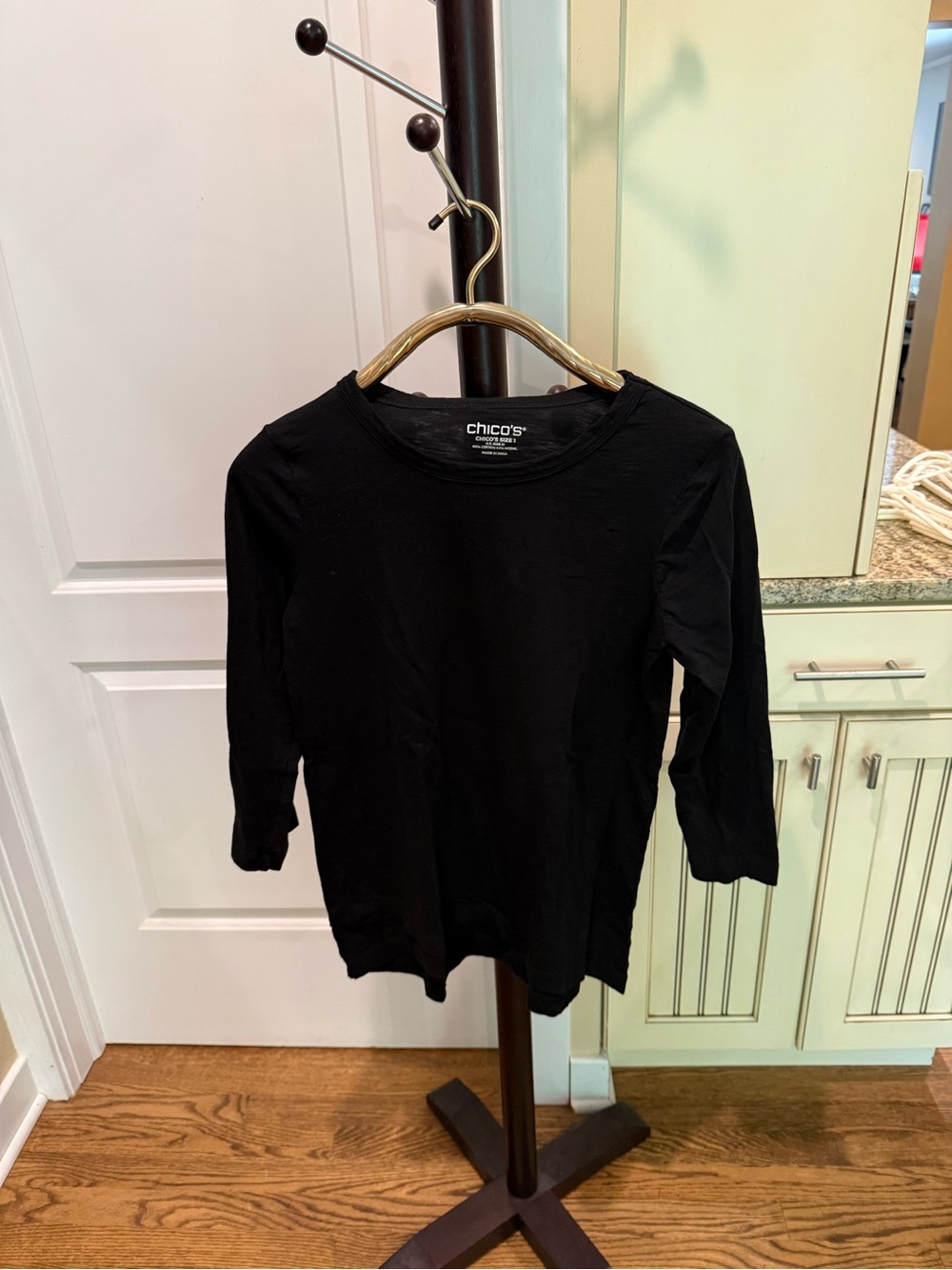 Chico's Black Crewneck Long Sleeve Top